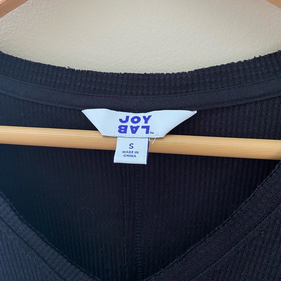 Women’s JoyLab Black Waffle Knit Tie Front Long Sleeve Top Size Small - Picture 6 of 7